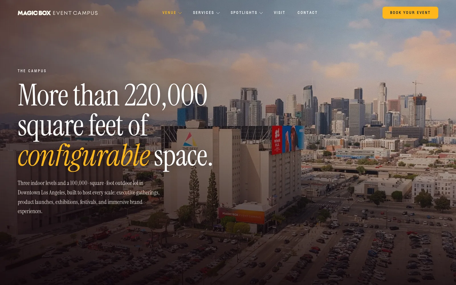 After, The venue page. Before is the old Event Space page in June 2026