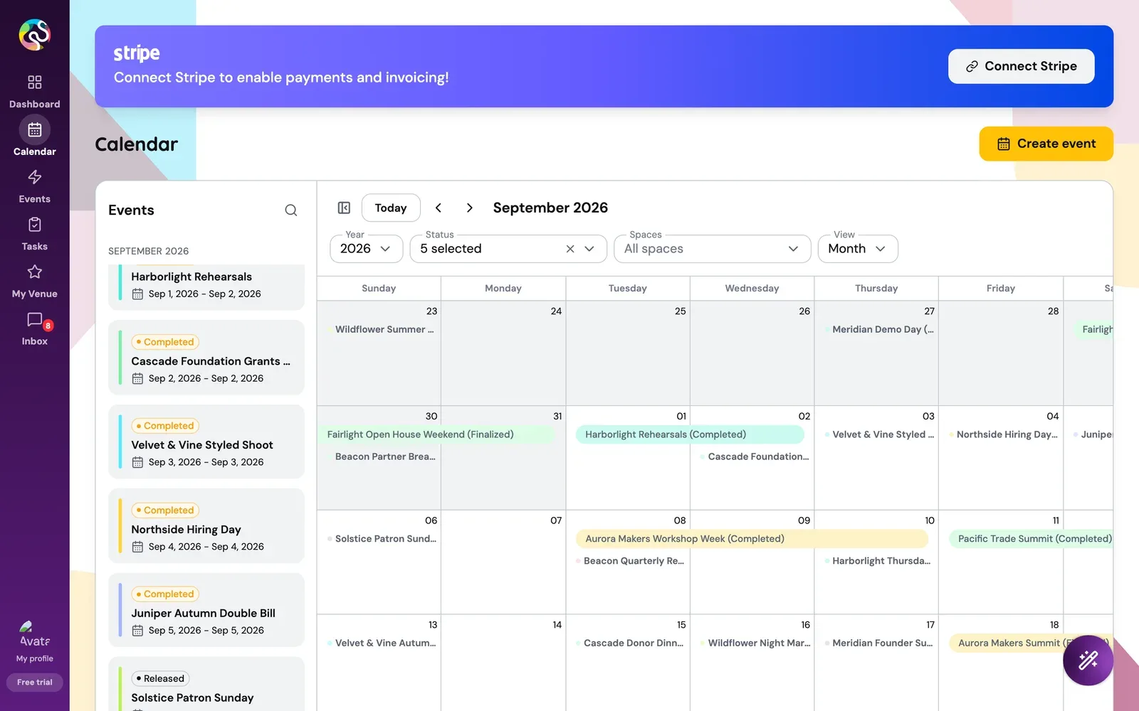 Before, Calendar, drag to compare