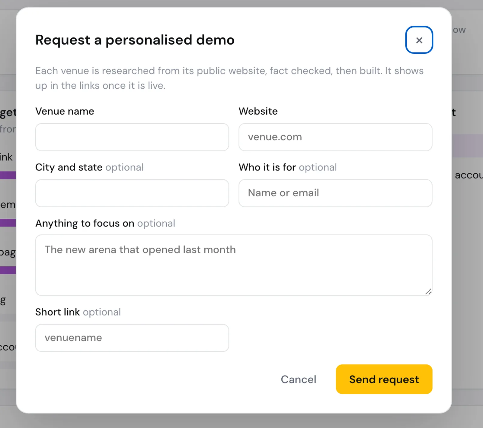 Requesting a personalised demo